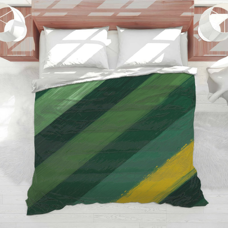 Green Yellow Diagonal Stripes Comforter, Twin Extra Long