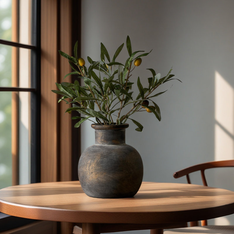 Vase boho en céramique rustique 6 pouces, Gris