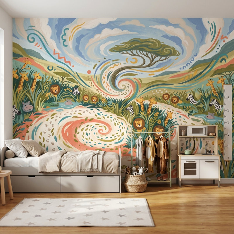 Papier peint safari Savanna, 100 po x 96 po, Non tissé
