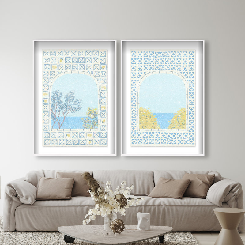 Mediterranean Window Set Set by Oliver Gal, 51"H x 35"W, White Shadowbox