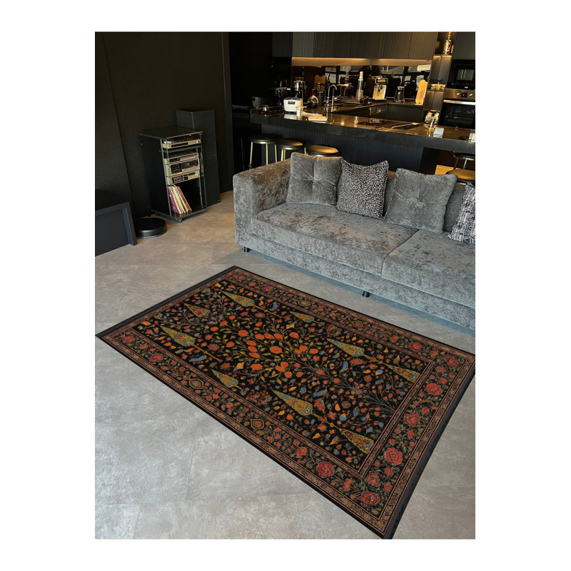 Tapis noir Mosso, 2 pi 6 po x 4 pi 11 po