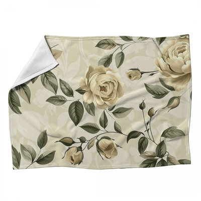 Jeté en molleton Botanical Roses - Jetés floraux pour canapés ou lits