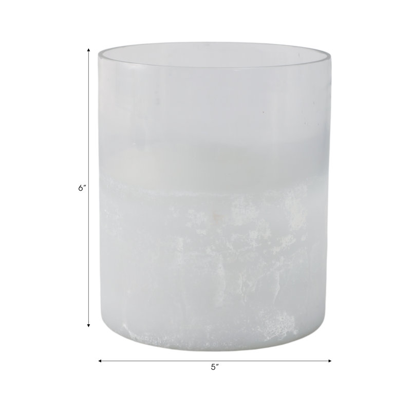 Decorative Round Hurricane Candle Holder with Frosted Bottom Style - Modern Glass Pillar Candlestick Holder for Tabletop Accent - Clear & Frost