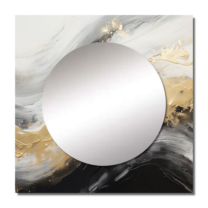 Chifley - Miroir carré à formes abstraites or et noir Fusion Wave III pour décoration murale, 23 po x 23 po