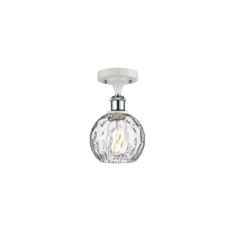 Plafonnier semi-encastré 1 lumière 8 po Cindi, DEL, H 11 po x l 6 po x P 6 po, Blanc / chrome poli
