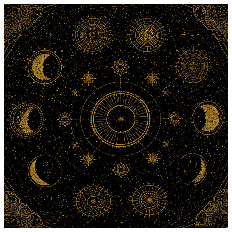 Celestial Moon Phases Quilted Bedspread All Sizes, Twin