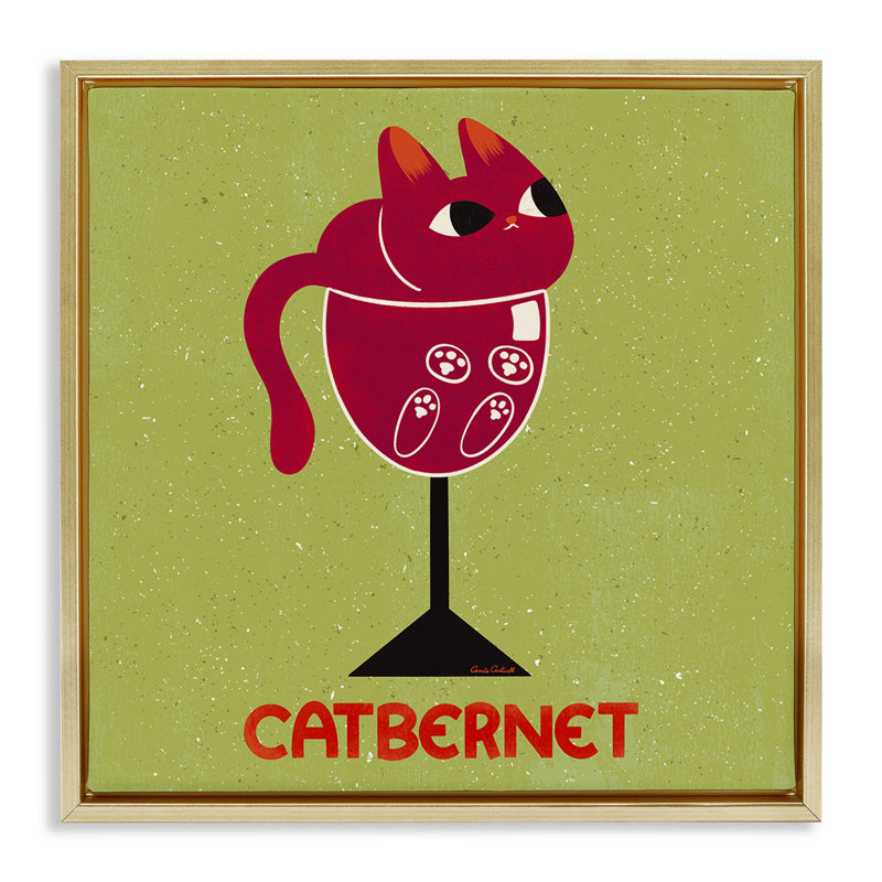 Cadre flottant pour chat Catbernet, design par Carrie Cantwell, H 18 po x l 18 po, Cadre flottant métallique doré