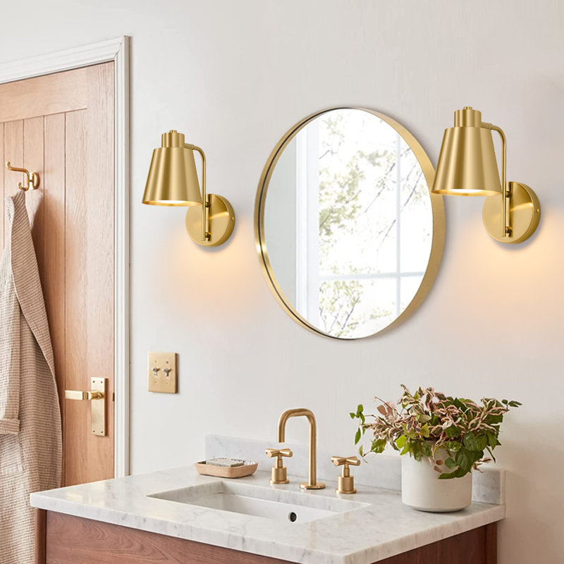 Cordless Rechargeable Battery Operated Swing Armed Wall Sconce With Remote Control Set Of 2 Gold, Gold