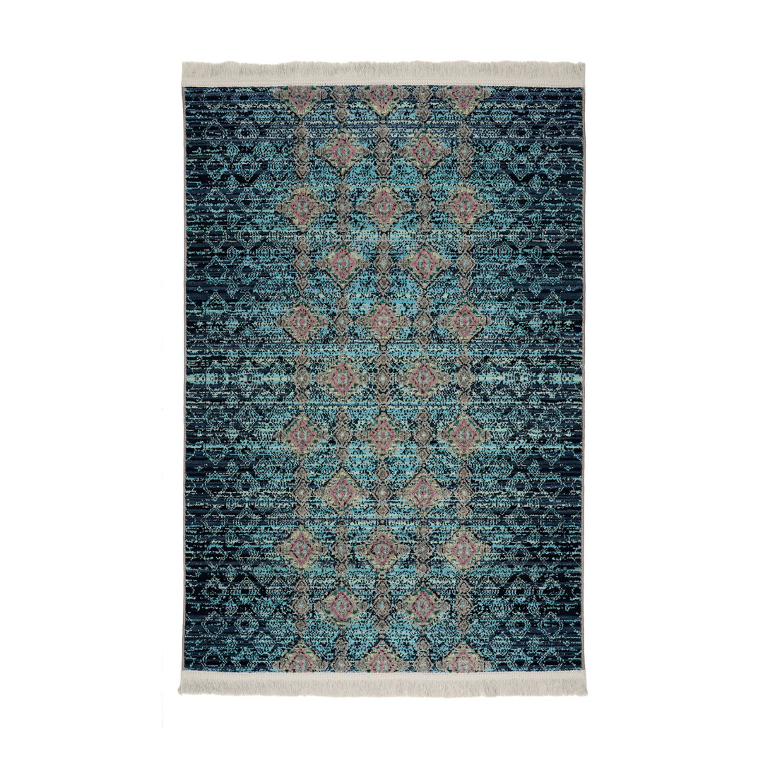 Machine Woven Blue/Beige Rug