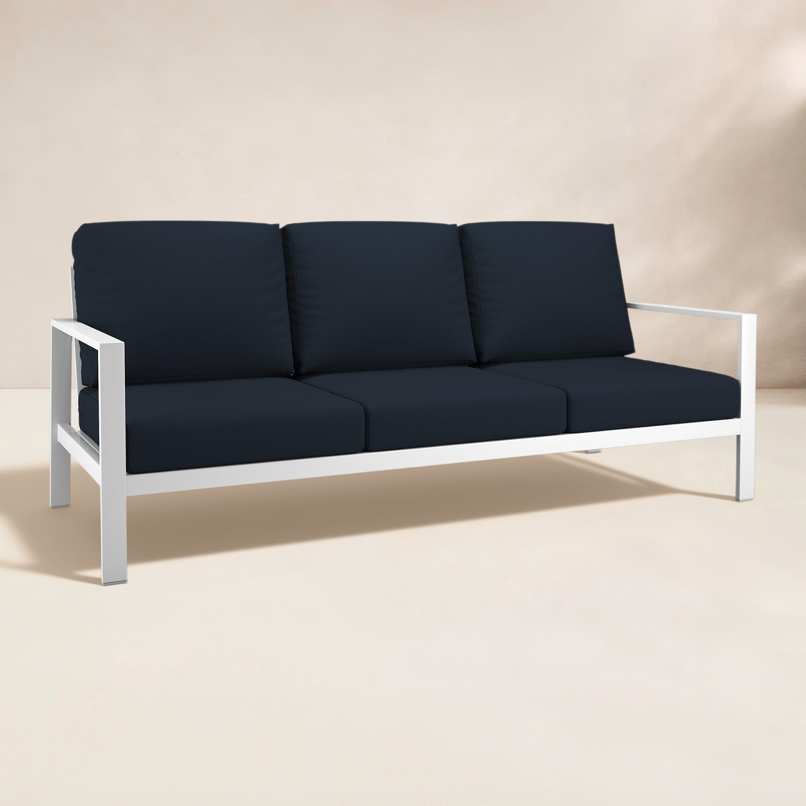 Townsend Metal Outdoor Sofa With Sunbrella Cushion, Canvas Navy