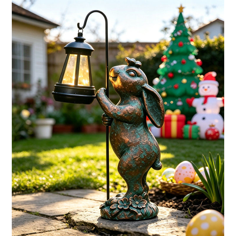Statues décoratives de lapin solaires pour jardin - Idée cadeau d'anniversaire pour maman - Décoration pour la maison, le jardin, la pelouse, le porche, la terrasse ou le balcon