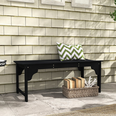 Siège de patio en bois, banc de véranda sans dossier à lattes en noir. Pour le jardin, au bord de la piscine. Deux, beauté rustique. . Simple à assembler. Capacité de 550 lb L 45,25 po x l 19,75 po H 17,75 po noir, jardin