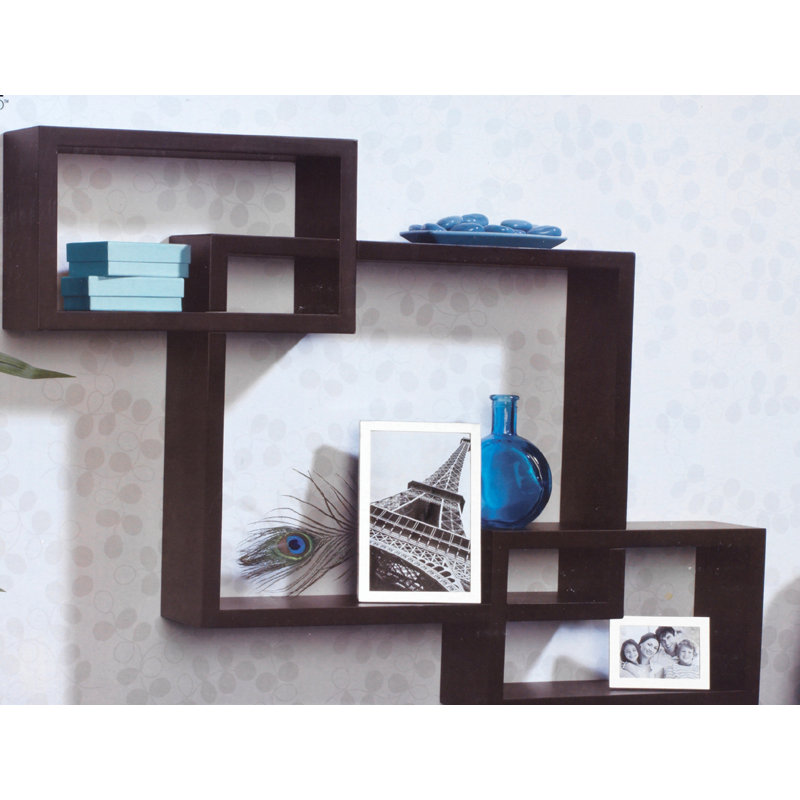 Ensemble de tablettes murales 3 pièces interlocking tablettes, Expresso sombre