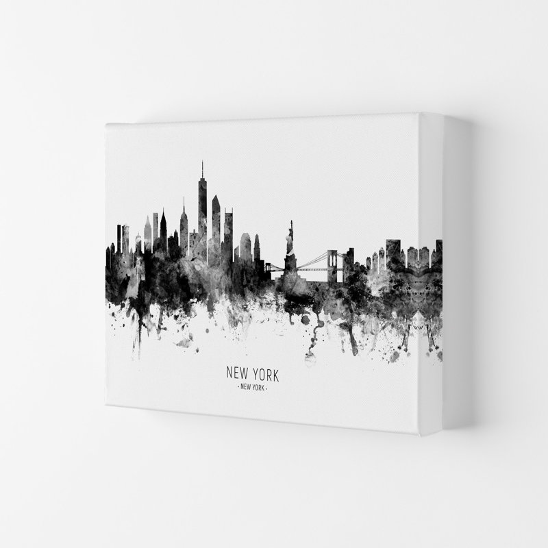 New York New York Skyline Black White City Name by Michael Tompsett - Print, 59.4cm H x 84cm W x 4cm D, Wrapped Canvas