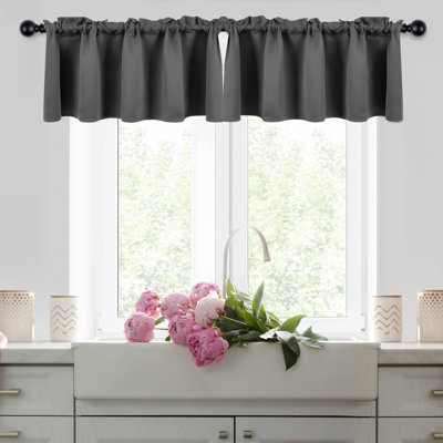 Rod Pocket Light Blocking Kitchen Valances for Window, 1 Panel