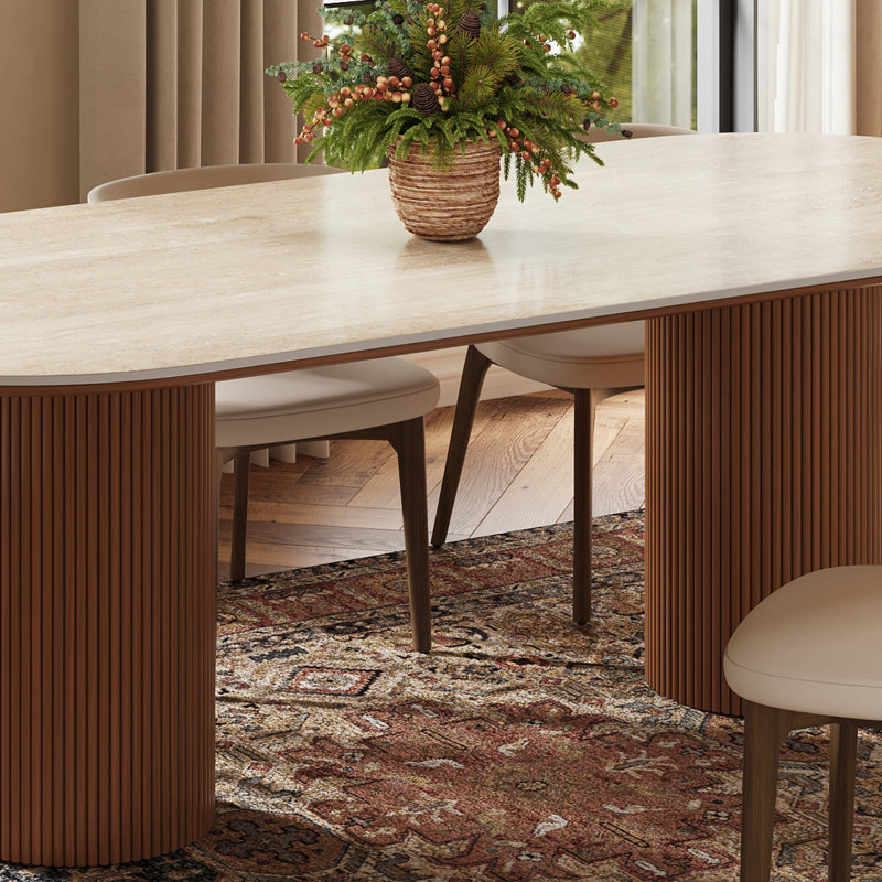 Ensemble de table de salle à manger moderne 78,7 po, table de salle à manger en pierre frittée avec 8 chaises non assemblées