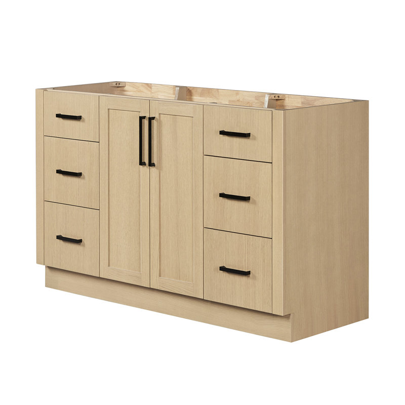   Base de meuble-lavabo simple 54 po Loren en chêne naturel, Chêne naturel
