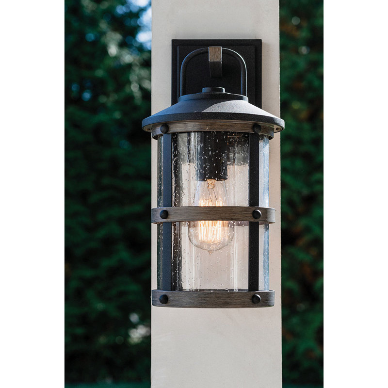 Lakehouse - Lanterne murale d'extérieur à ampoule, H 14,5 po x l 7,25 po x P 14,5 po, Noir