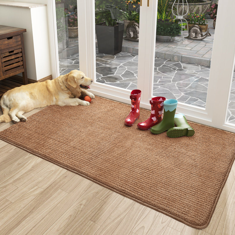 Tapis d'entrée / extérieur antidérapant Brynsley, L 32 po x L 48 po, Brun