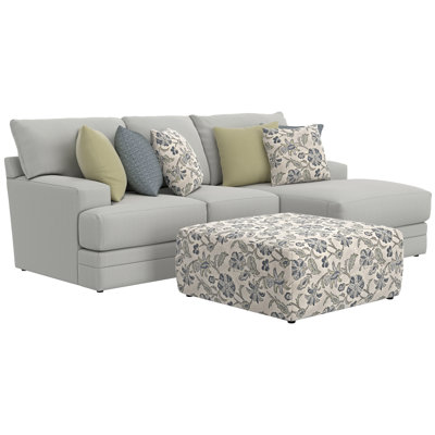 Youngblood - 2pc Sofa Chaise With Comfort Coil Seating, 41" Cocktail Ottoman And 6 Accent Pillows Included