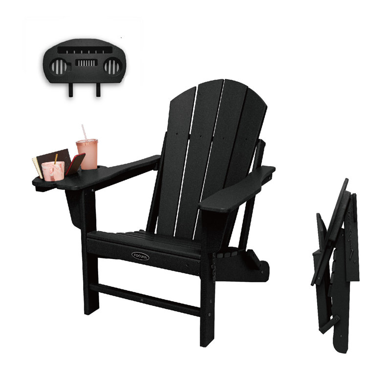 Garbani Foldable Outdoor Adirondack Chair, Black