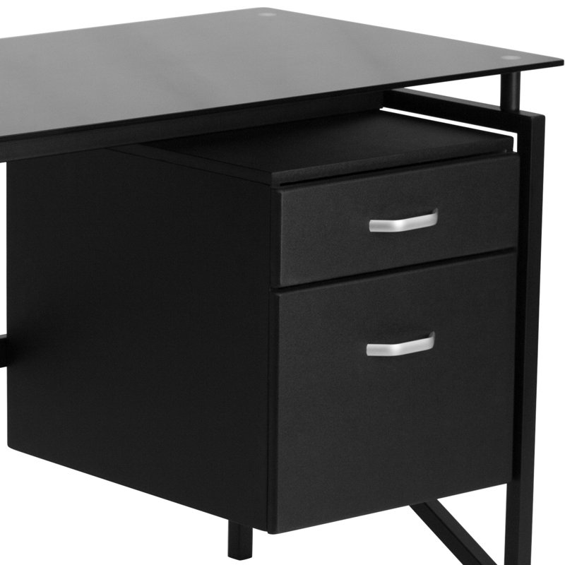 Glass Desk with Two Drawer Pedestal