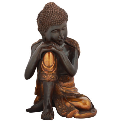 Bouddha bouddhiste pensant 16 po en laiton