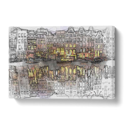 Amsterdam At Night - Wrapped Canvas Print