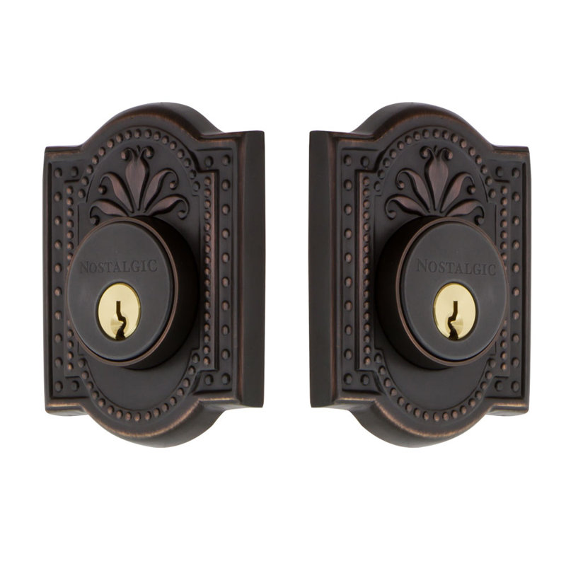 Nostalgic Warehouse Meadows Plate Double Cylinder Deadbolt, 2.375, Timeless Bronze