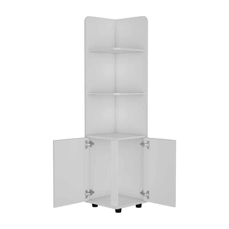 Armoire de coin haute 62H "avec tablette à 3 niveaux et 2 portes