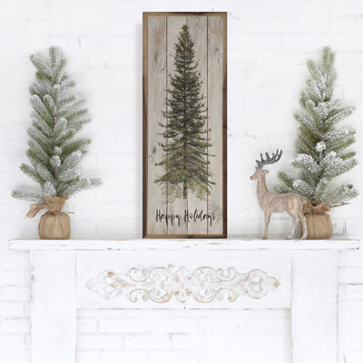 Happy Holidays Skinny Tree Whitewash