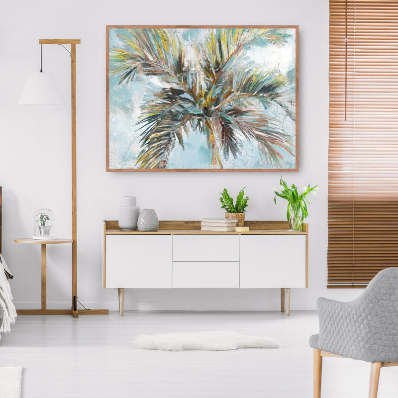 Inlet Palms by Studio Arts Canvas Art Print, Taupe Framed Canvas, 43" H x 57" W x 1.5" D