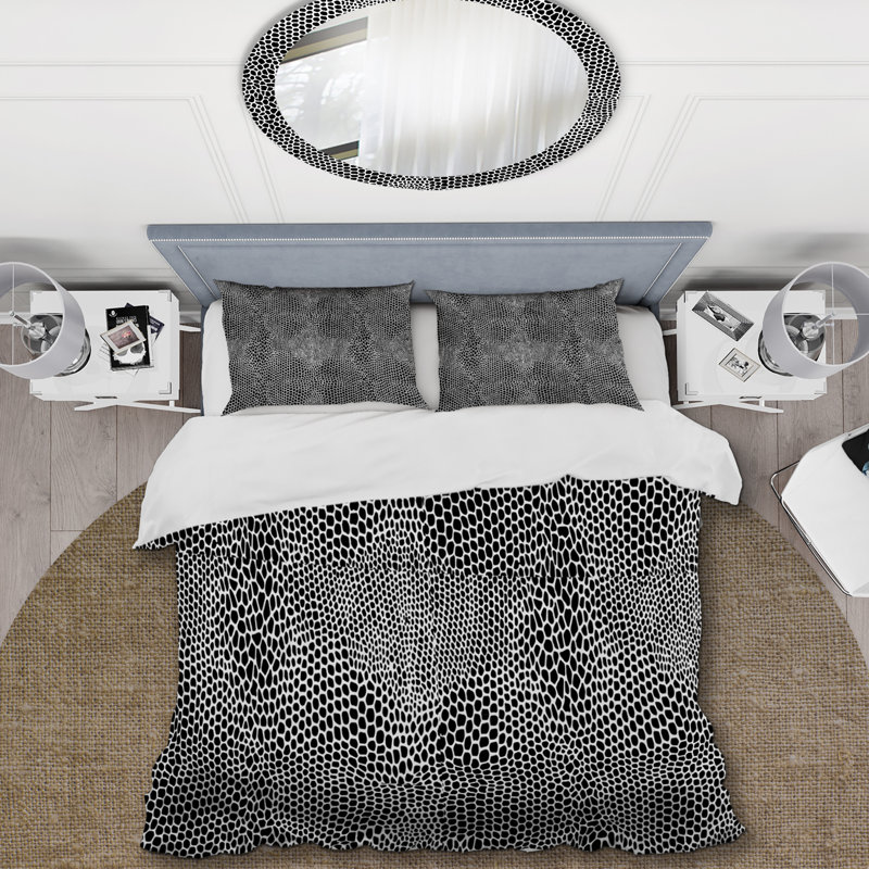 Ensemble de housse de couette en microfibre blanc / noir 3 pièces