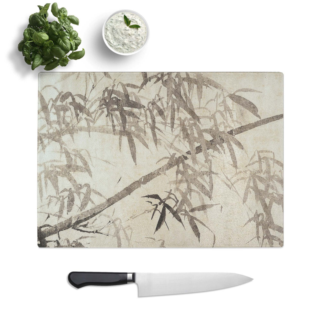 Tempered Glass Bamboo Plant Chopping Board
