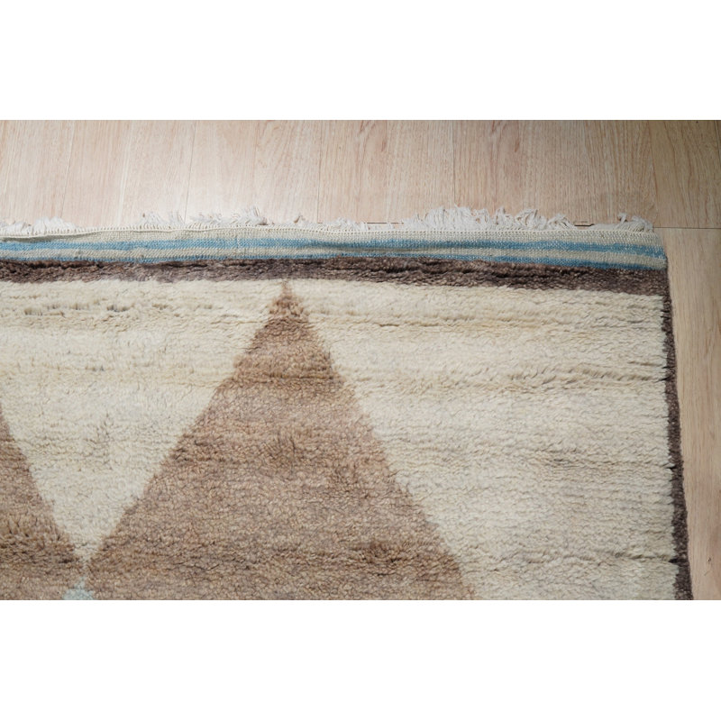 Stylish Hand-Knotted Multicolor Transitional Contemporary Moroccan Rectangular Wool Area Rugs, Rectangle 5' x 8'