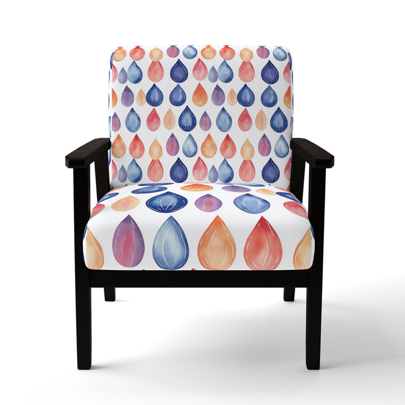 Chaise d'appoint Boho - Fauteuil Teardrops, Accoudoirs carrés noirs