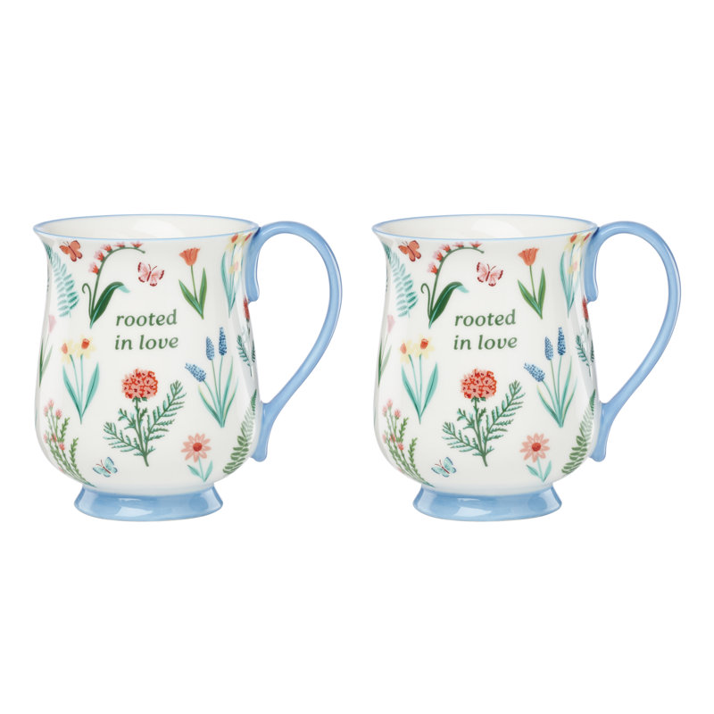 Oneida First Blooms Mugs Set of 2, Blue