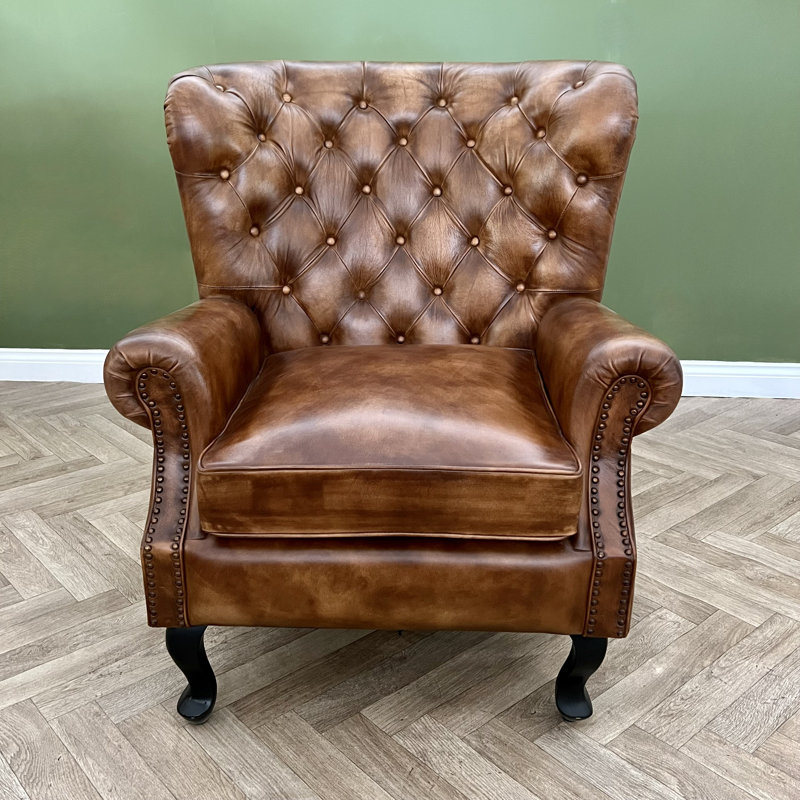 Edgereton Upholstered Top Grain Leather Armchair