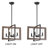 Valentin 4 - Light 18.1" Lantern Square Chandelier with Wood Accents