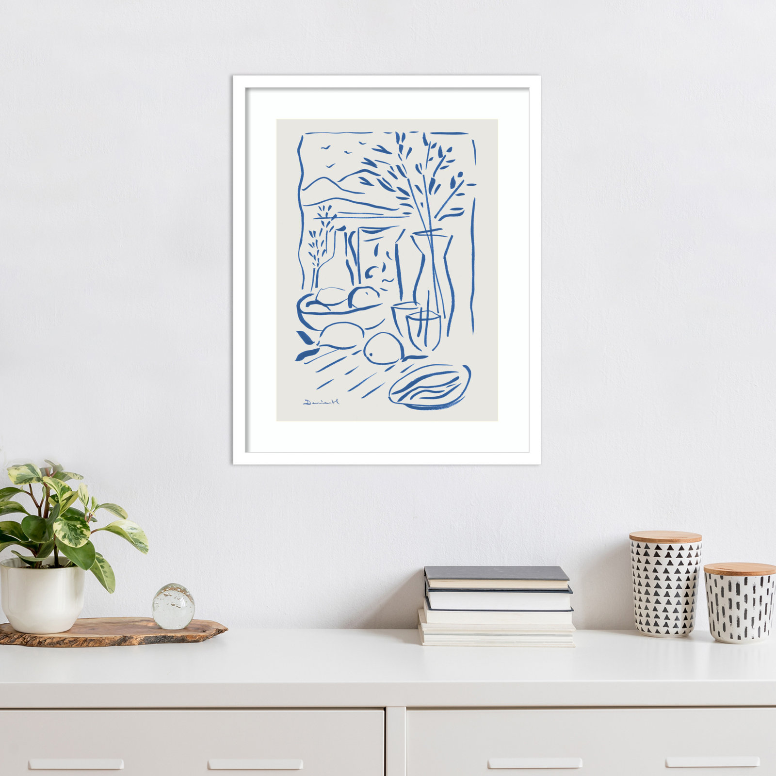Cleve "Mediterranean View" Print, 24" H x 19" W, White Framed