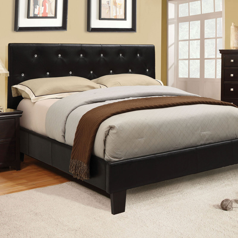 Maren Upholstered Platform Bed, California King, Black