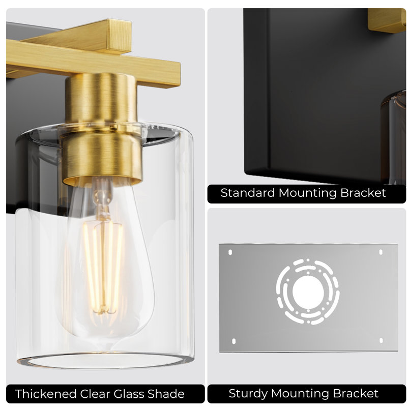 Passyunk Vanity Light, 4, Clear, Black/Copper