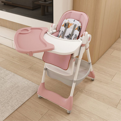 Chaise haute réglable pour bébé de 0 à 6 ans - Siège de nourrisson portable avec ceinture de sécurité, roues verrouillables silencieuses et conception facile à nettoyer pour la maison, la salle à manger, le salon et la chambre à coucher