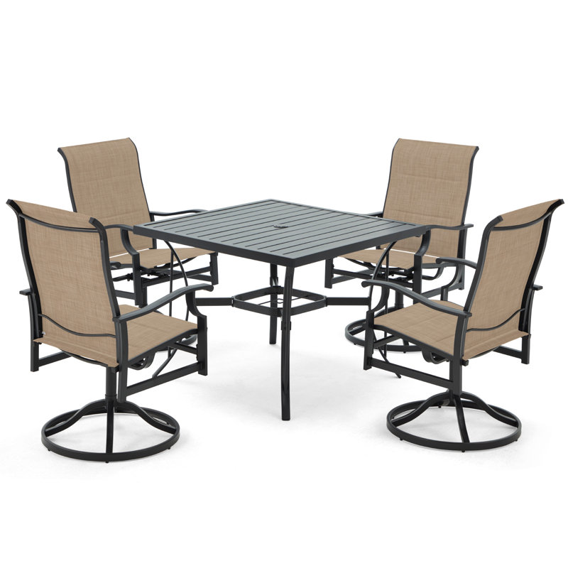 EROMMY 4 - Person Patio Dining Set with Square Table, Brown
