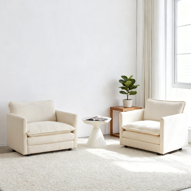 Ensemble de canapé-lit 2 places Modern Comfy, Chenille brun clair