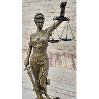 19'' Tall Blind Justice Graduation Gift Lawyer Student Bronze Sculpture Figurine
