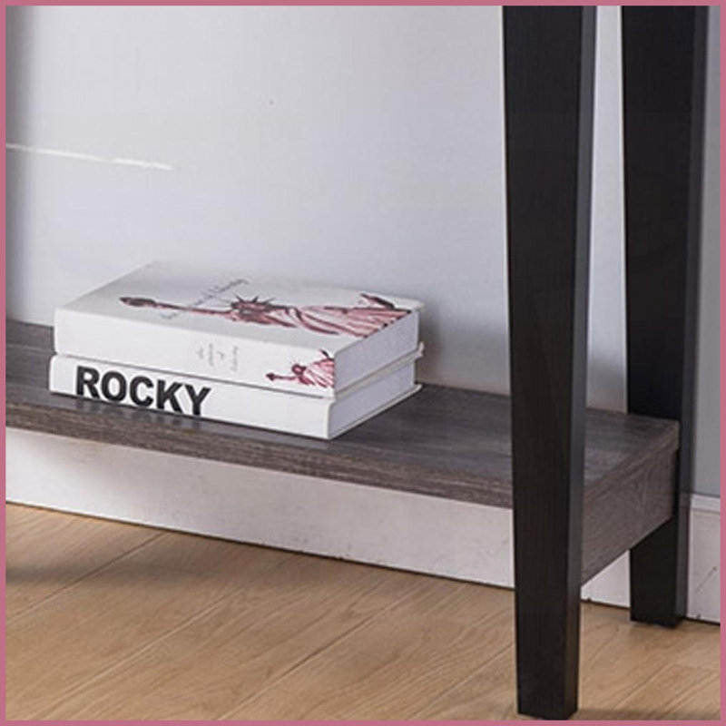 Gris patiné Table basse noire avec tiroir & amp; Tablette inférieure - Rangement & amp; Présentoir pour hall d'entrée