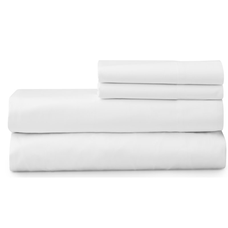 Fulham Soft Finish 300 Thread Count 100% Cotton Percale Sheet Set, White, Full