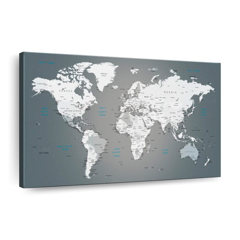 «Wooden World Map III», reproduction sur toile, L 24 po x H 36 po