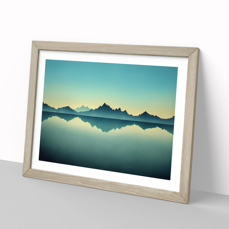 Mountain Lake Reflection Vol.2 - Framed Print, 34cm H x 46cm W x 2cm D, Oak Framed